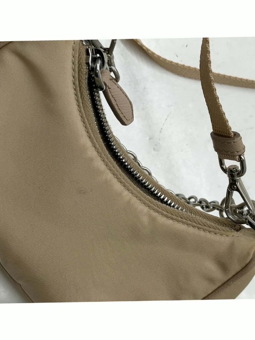 Authentic Prada Nylon Shoulder Bag Chain Strap Mini Hobo Bag - Picture 8 of 16